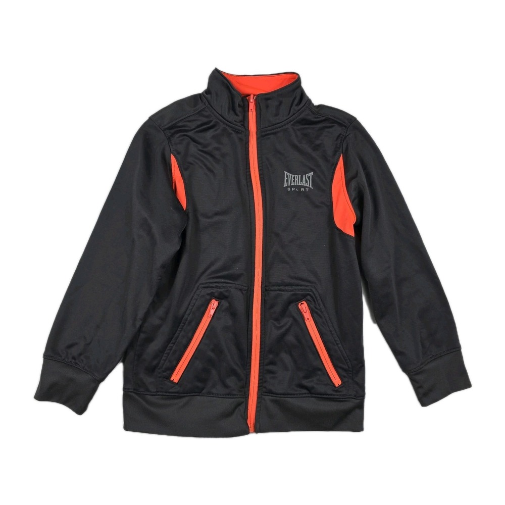 Everlast Sport Boys Black Orange Full Zip Track Jacket Mock Neck Size M 8